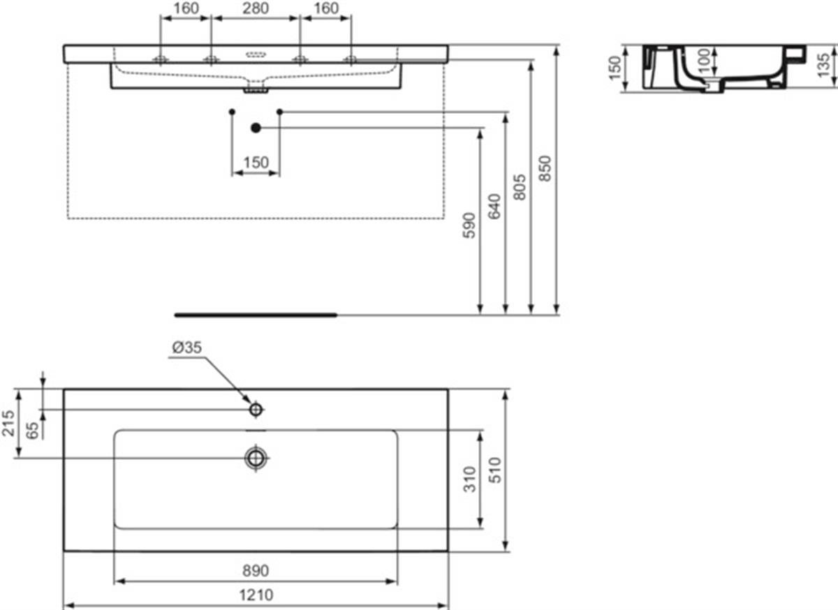 MARKA}Etajerli LavabolarT437001Extra Etajerli Lavabo 120 Cm