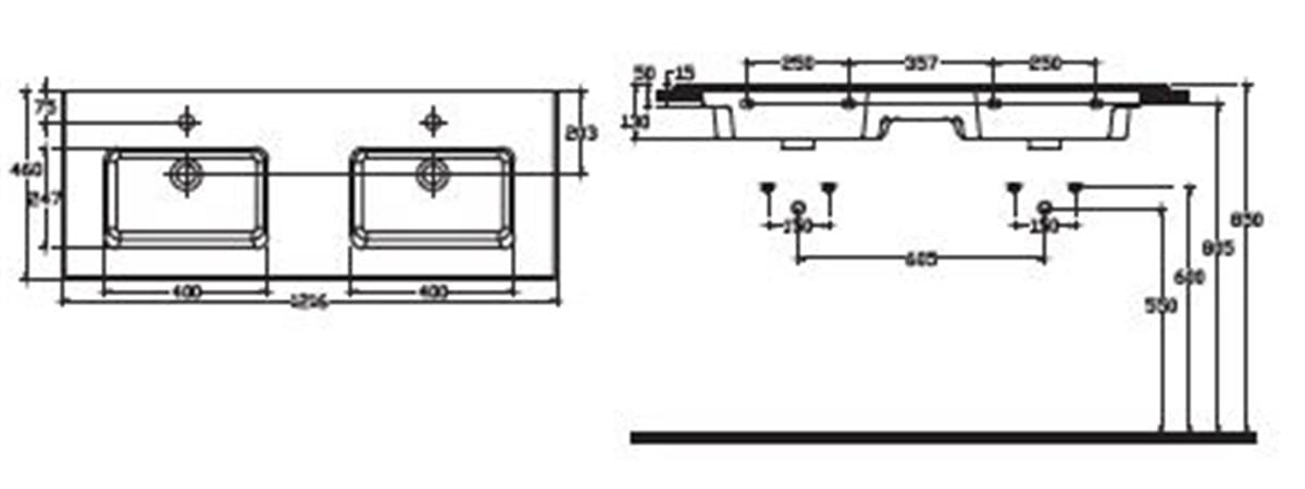 MARKA}Etajerli LavabolarZ290401Archisol Thin Etajerli Lavabo 120 cm Çift Hazneli