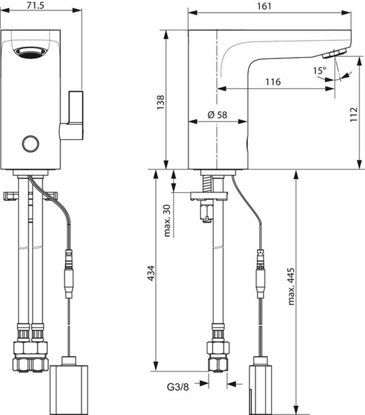 MARKA}Fotoselli / Elektronik Lavabo BataryasıA6145AACeraplus Sensörlü Lavabo Bataryası Pilli-Çift Su Girişli