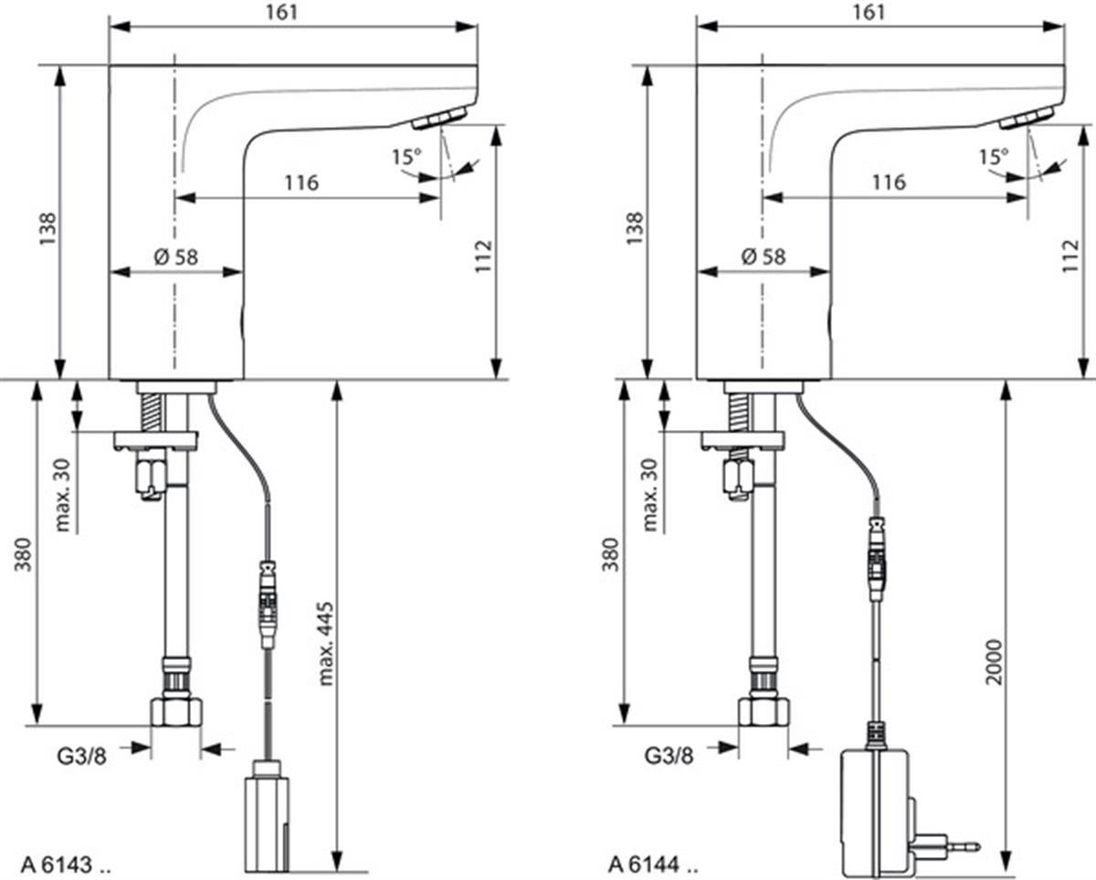 MARKA}Fotoselli / Elektronik Lavabo BataryasıA6143AACeraplus Sensörlü Lavabo Bataryası Pilli-Tek Su Girişli