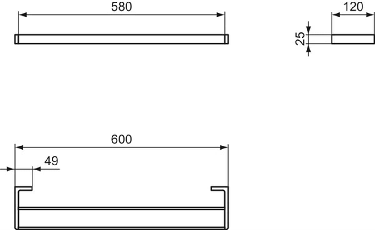 MARKA}HavlulukT4500A2Conca İkili Uzun Havluluk 60 cm-Kare Fırçalanmış Altın