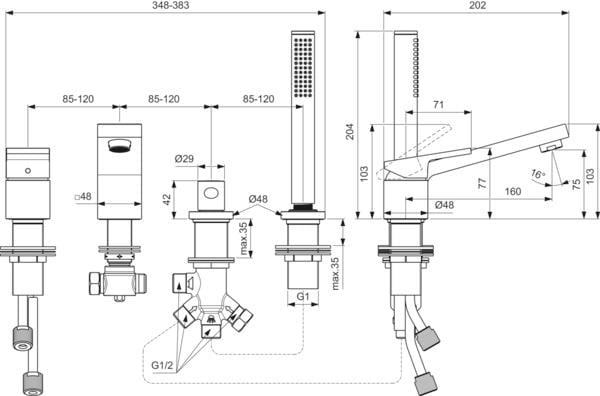 MARKA}Küvet BataryasıBD518AAİdeal Standard Extra 4 Delikli Küvet Bataryası-Chrome