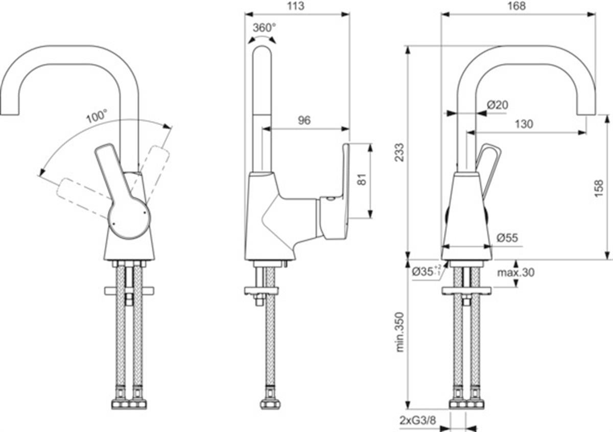 MARKA}Lavabo BataryasıB1263AAIdealStream Kuğu Lavabo Bataryası