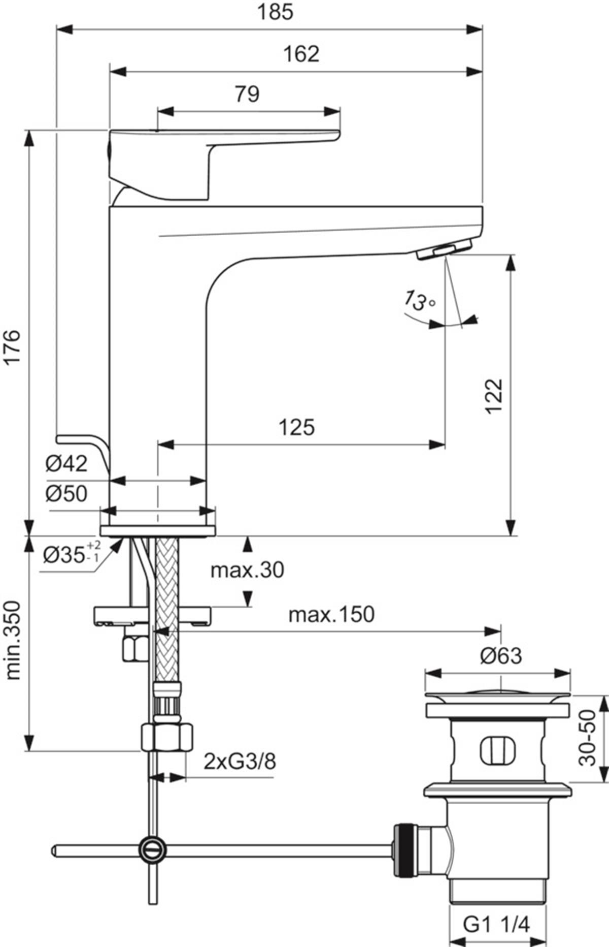 MARKA}Lavabo BataryasıBC699AACerafine O H120 Lavabo Bataryası 5L/dk Sifon Kumandalı