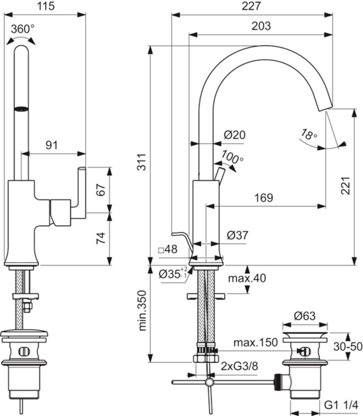 MARKA}Lavabo BataryasıBD149A5Joy Neo Lever Lavabo Bataryası 5l/dk Manyetik Gri Sifon Kumandalı