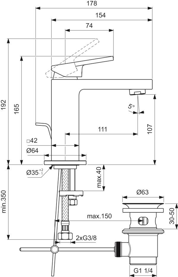 MARKA}Lavabo BataryasıBD500AAİdeal Standard Extra Grande Lavabo Bataryası-Chrome-Sifon Kumandalı