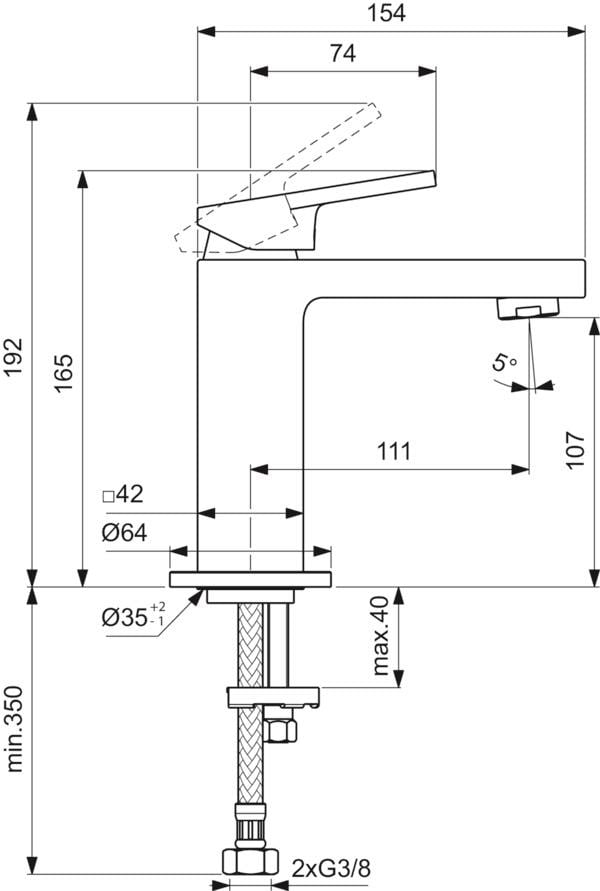 MARKA}Lavabo BataryasıBD501AAİdeal Standard Extra Grande Lavabo Bataryası-Chrome-Sifon Kumandasız