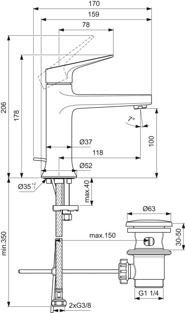 MARKA}Lavabo BataryasıBD653AAİdeal Standard La Dolce Vita Lavabo Bataryası-Chrome-Sifon Kumandalı