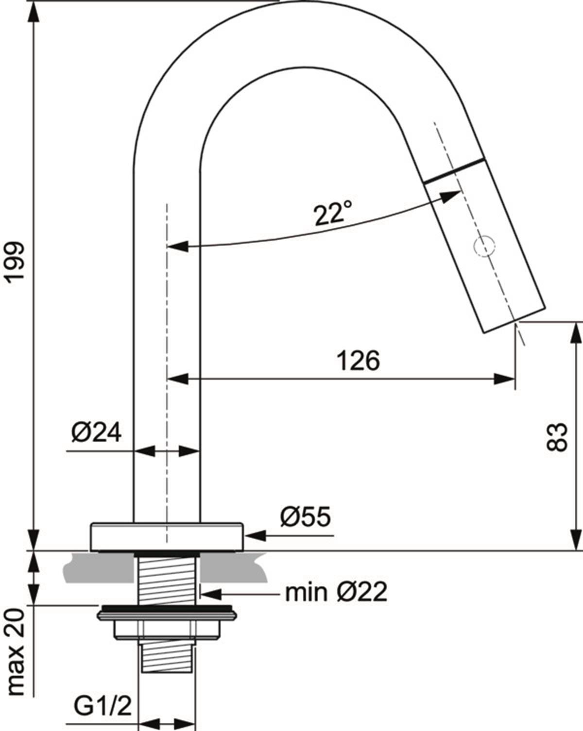 MARKA}Lavabo BataryasıF2842XGIdealStream Tek Su Girişli Girişli Lavabo Bataryası Mat Siyah 126 mm