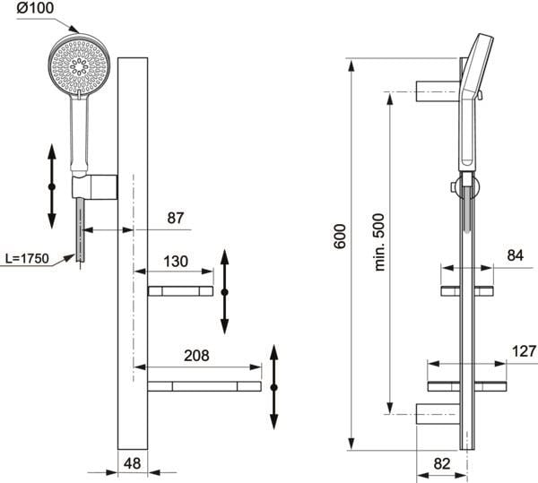 MARKA}Sürgülü Duş TakımlarıBD586ROİdeal Standard Idealrain Alu+ Sürgülü Duş Seti-Rose-60cm Sürgü