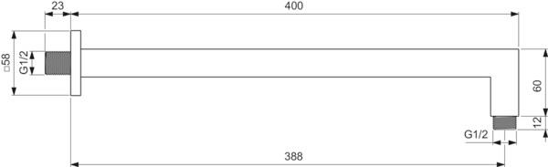MARKA}Tepe DuşlarıBD645AAİdeal standard Idealrain Duvardan Duş Kolu 40cm-Chrome-Kare