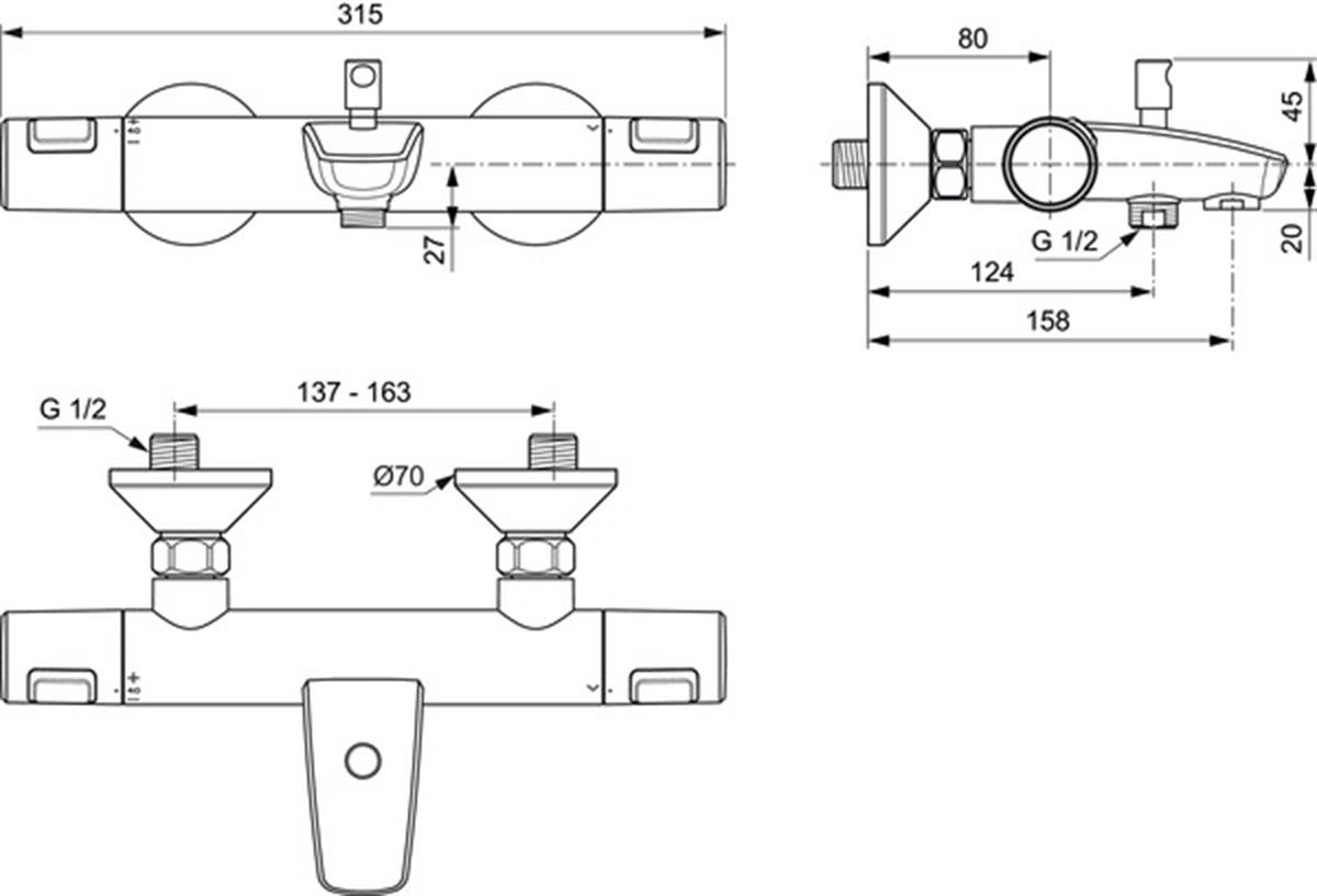 MARKA}Termostatik Banyo BataryasıA7206AACeratherm T25 Termostatik Banyo Bataryası