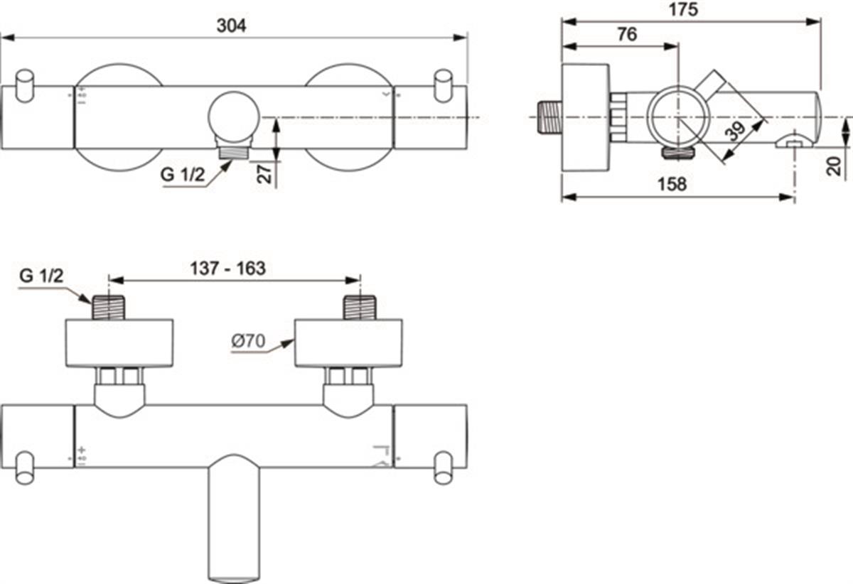 MARKA}Termostatik Banyo BataryasıA7588A2Ceratherm T125 Termostatik Banyo Bataryası Fırçalanmış Altın