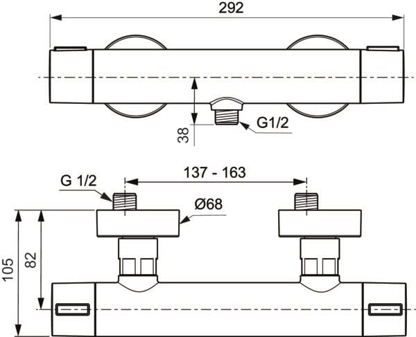 MARKA}Termostatik Duş BataryasıBD582SIİdeal Standard Ceratherm Alu+ Termostatik Duş Bataryası-Silver