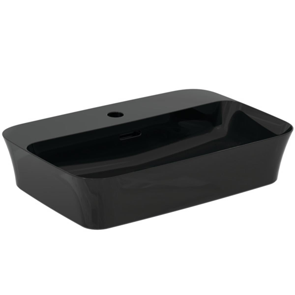 MARKA}Tezgah Üstü LavabolarE2077V2Ipalyss Tezgah Üstü Lavabo 55cm-Parlak Siyah