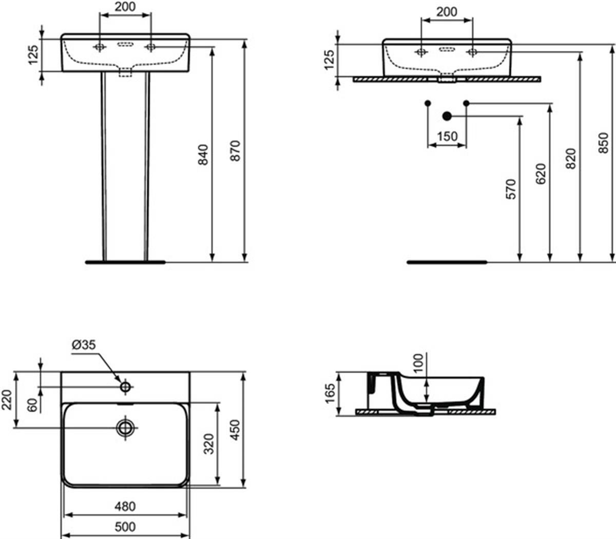 MARKA}Tezgah Üstü LavabolarT369001İdeal Standard Conca Tezgah Üstü Lavabo 50 cm
