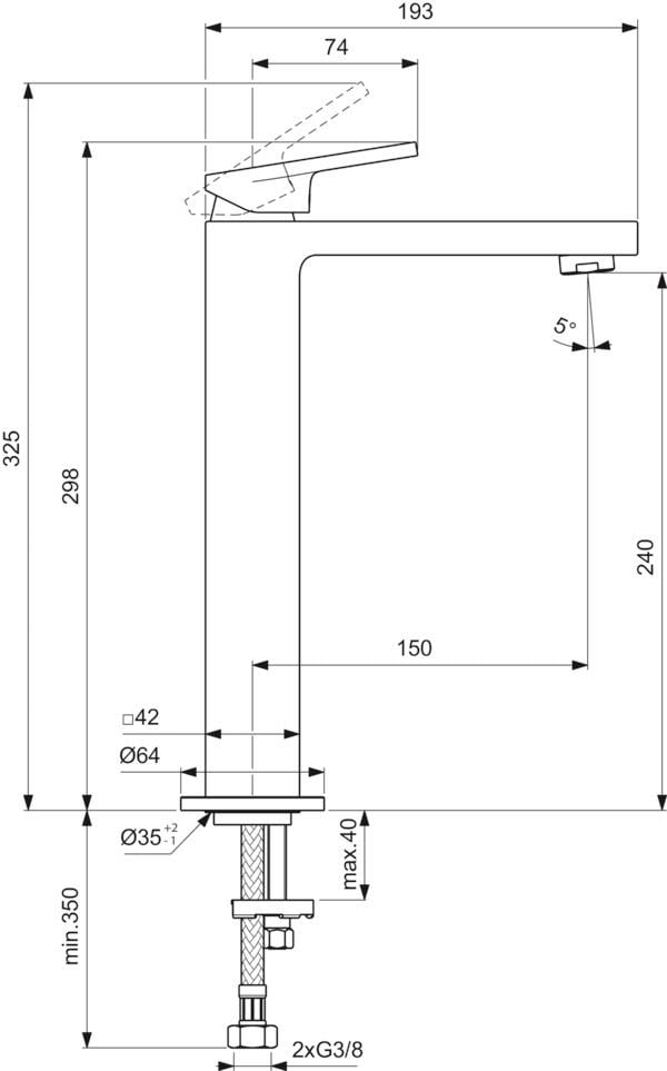 MARKA}Yüksek Lavabo BataryasıBD507AAİdeal Standard Extra Yüksek Lavabo Bataryası-Chrome-Sifon Kumandasız