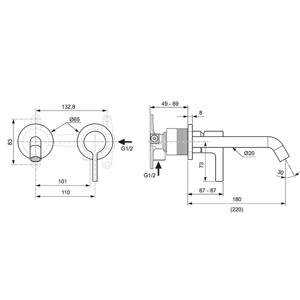 Joy Ankastre Lavabo Bataryası 5l/dk Fırçalanmış Altın