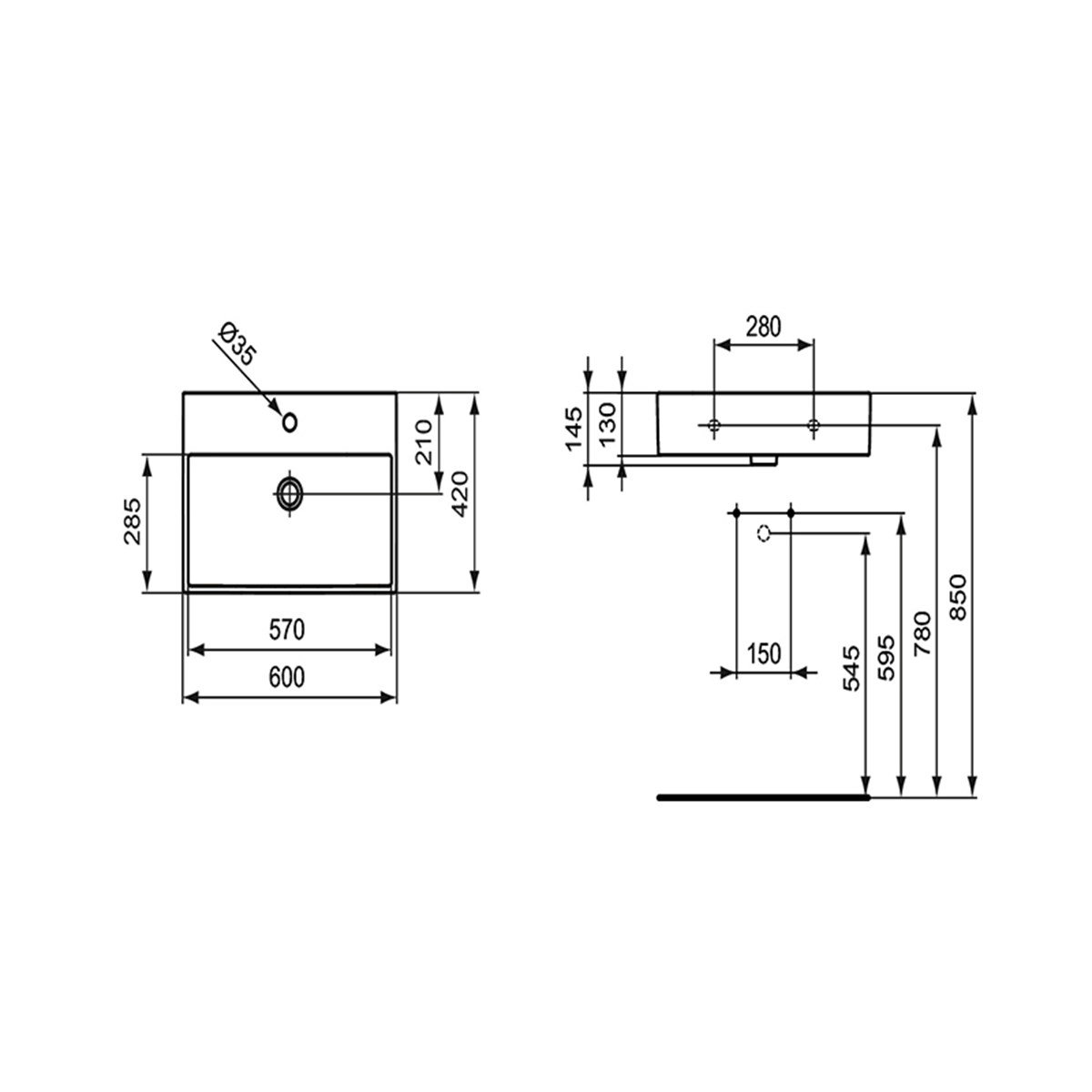 K077801Ideal StandardTezgah Üstü LavabolarIdeal Standard Strada Tezgah Üstü Lavabo 60 cm