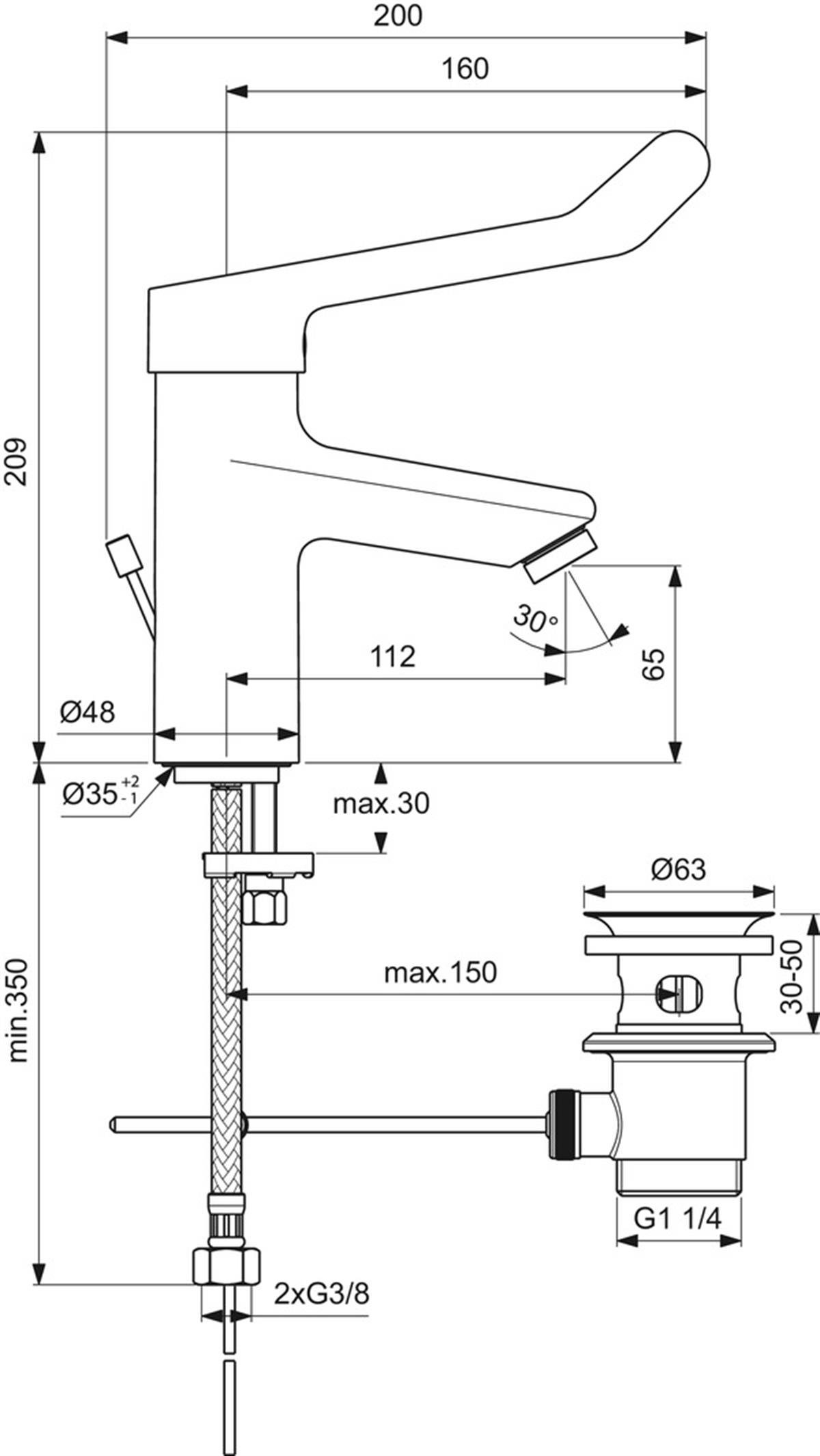 Lavabo BataryasıIdeal StandardBC097AAIdeal StandardCeraplus 2.0 Lavabo Bataryası Sifon KumandalıCeraplus 2.0 Lavabo Bataryası Sifon Kumandalı