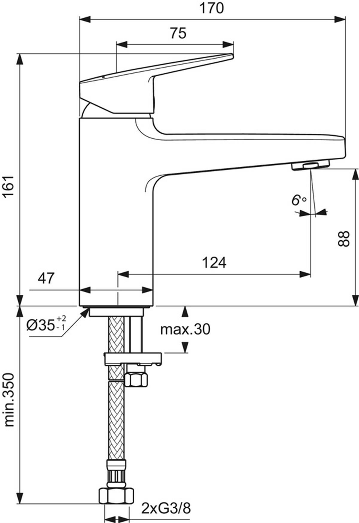Lavabo BataryasıIdeal StandardBD222AAIdeal StandardCeraplan Lavabo Bataryası 5l/dk Sifon KumandasızCeraplan Lavabo Bataryası 5l/dk Sifon Kumandasız