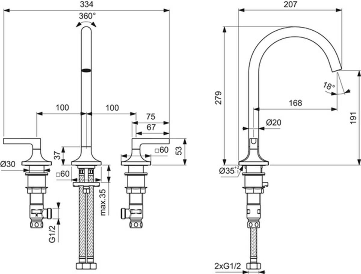 Tezgah Üstü Lavabo BataryasıIdeal StandardBD146AAIdeal StandardJoy Neo Lever 3 Delikli Lavabo Bataryası 5l/dk Krom Sifon KumandasızJoy Neo Lever 3 Delikli Lavabo Bataryası 5l/dk Krom Sifon Kumandasız