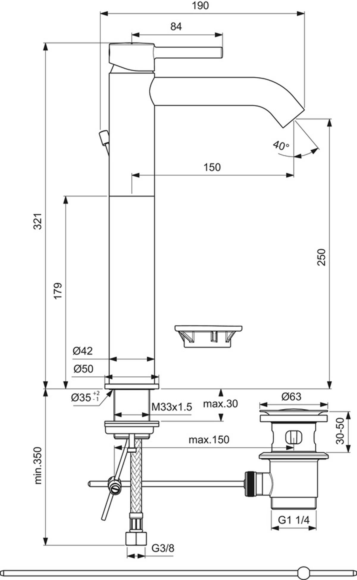 Yüksek Lavabo BataryasıIdeal StandardBC194XGIdeal StandardCeraline Yüksek Lavabo Bataryası Mat Siyah Sifon Kumandalı-5 L/dkCeraline Yüksek Lavabo Bataryası Mat Siyah Sifon Kumandalı-5 L/dk