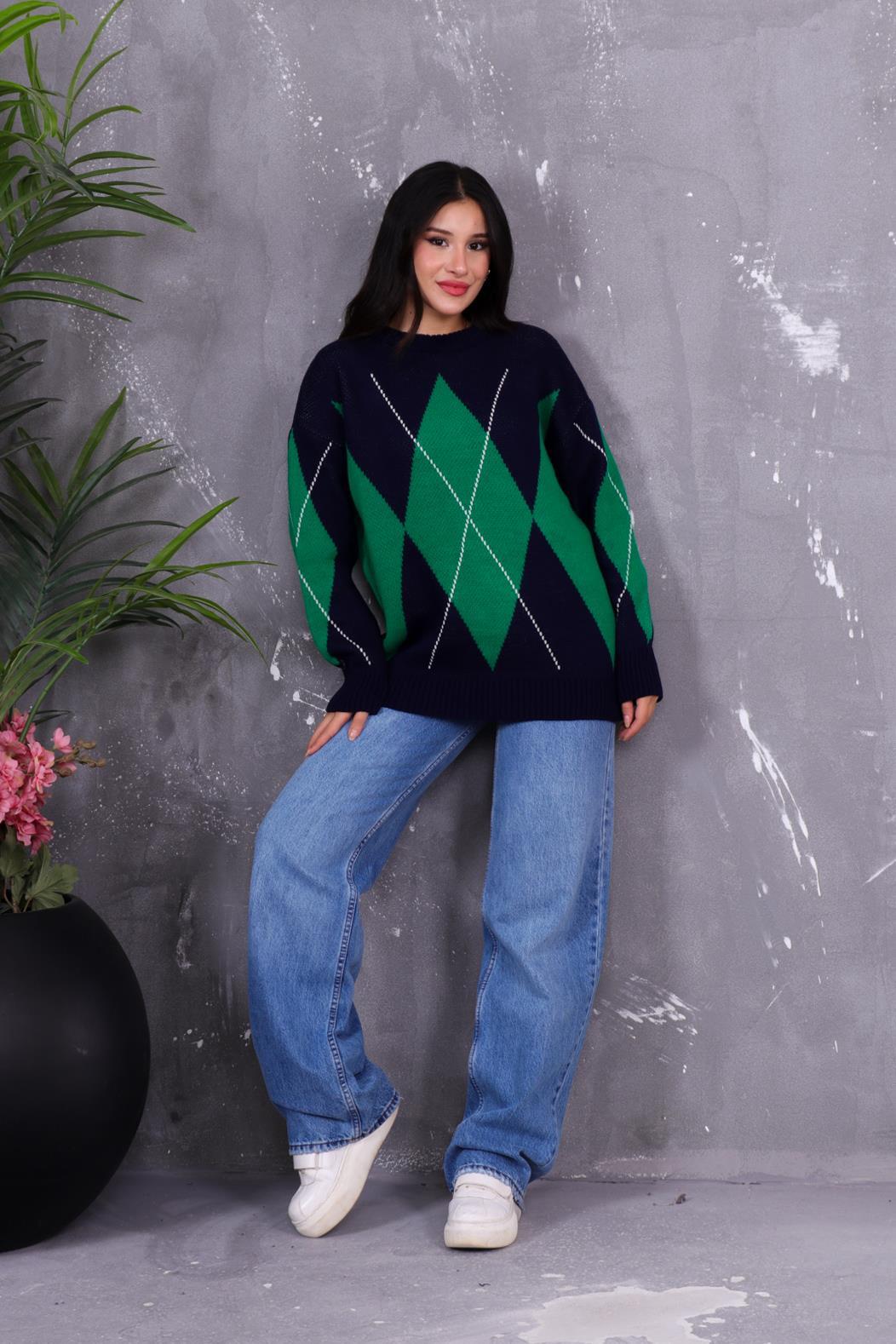 Baklava Desen Triko Kazak