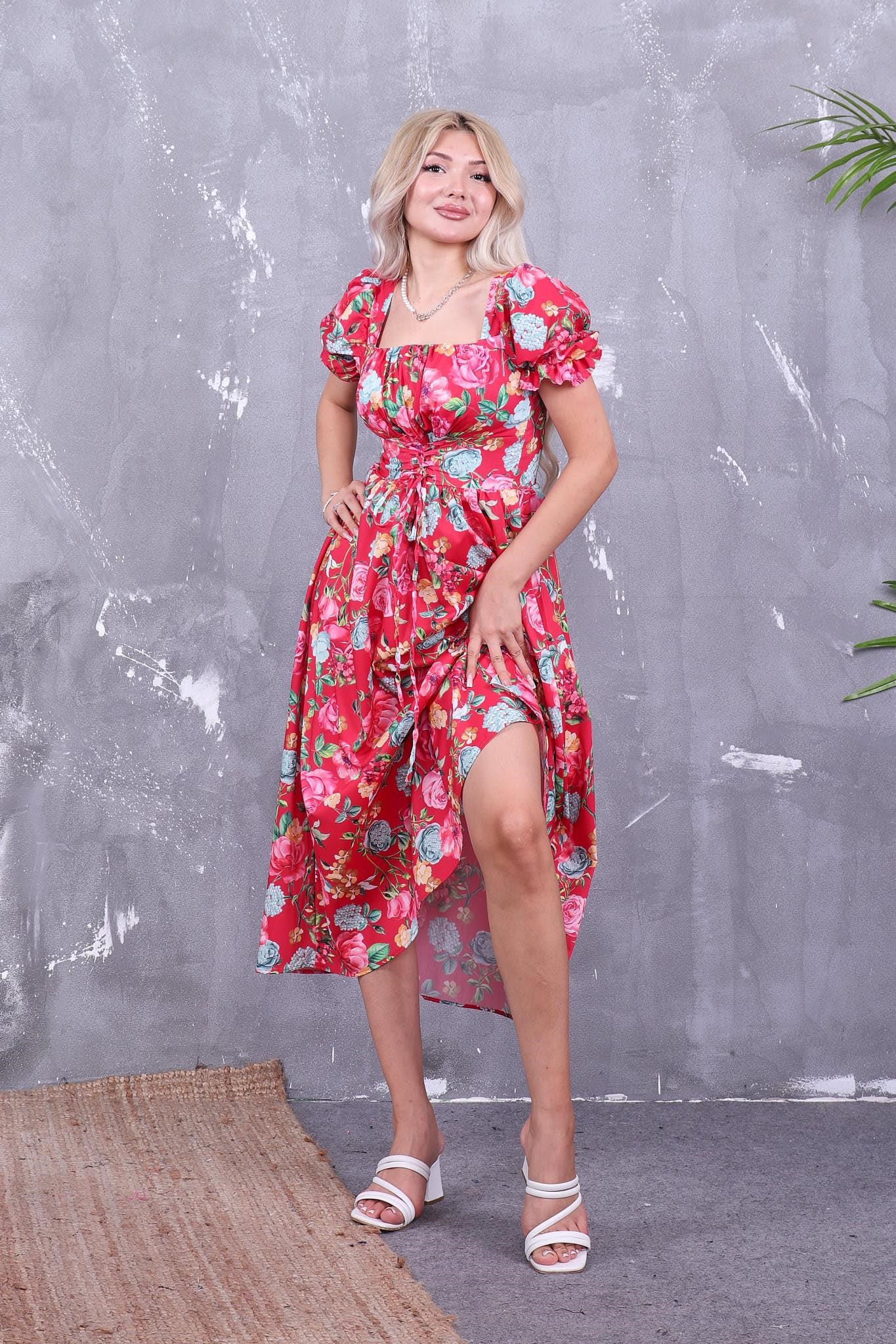 Beli Bağcıklı Poplin Kumaş Elbise