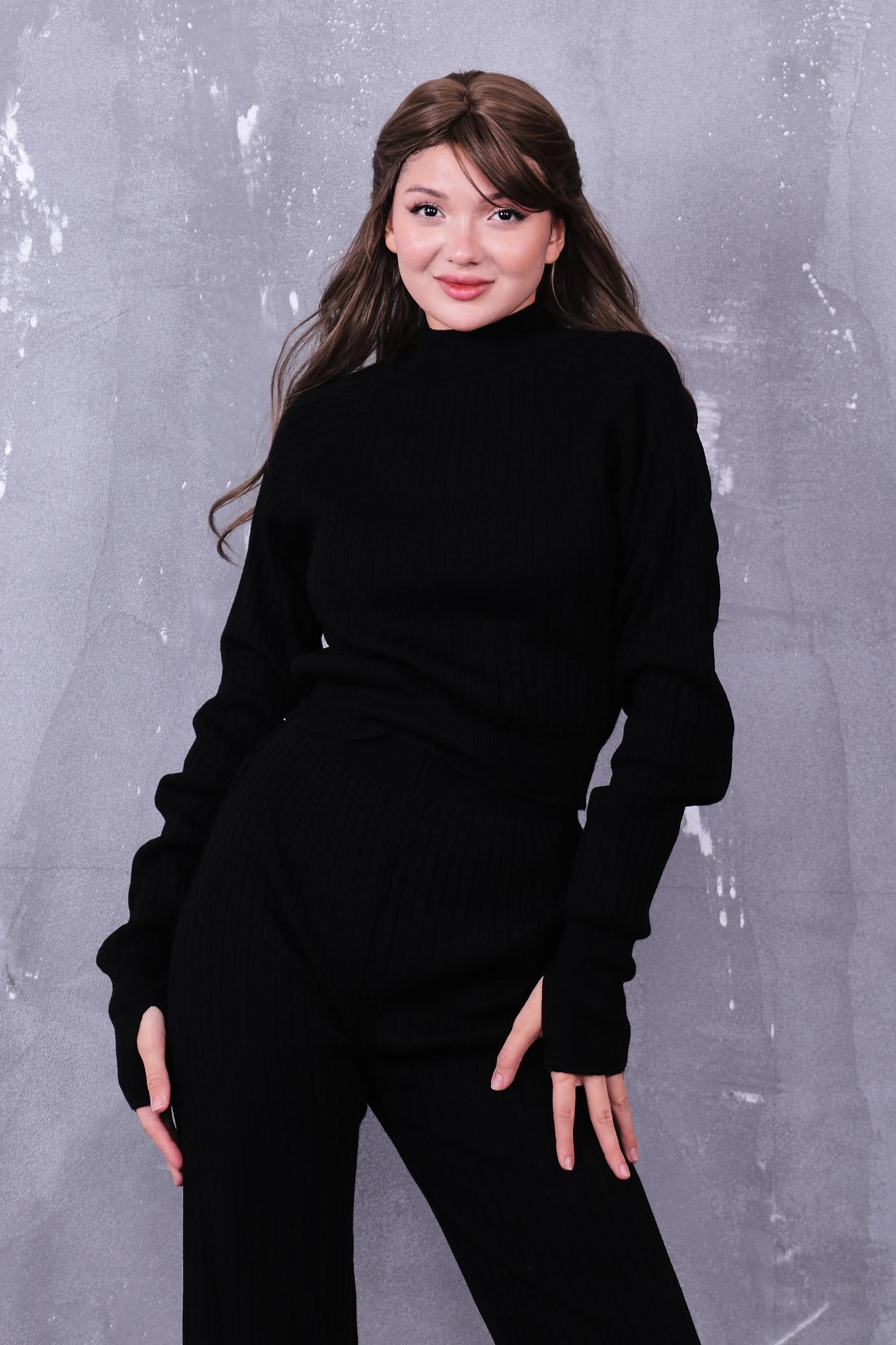 Crop Kazaklı Triko Takım