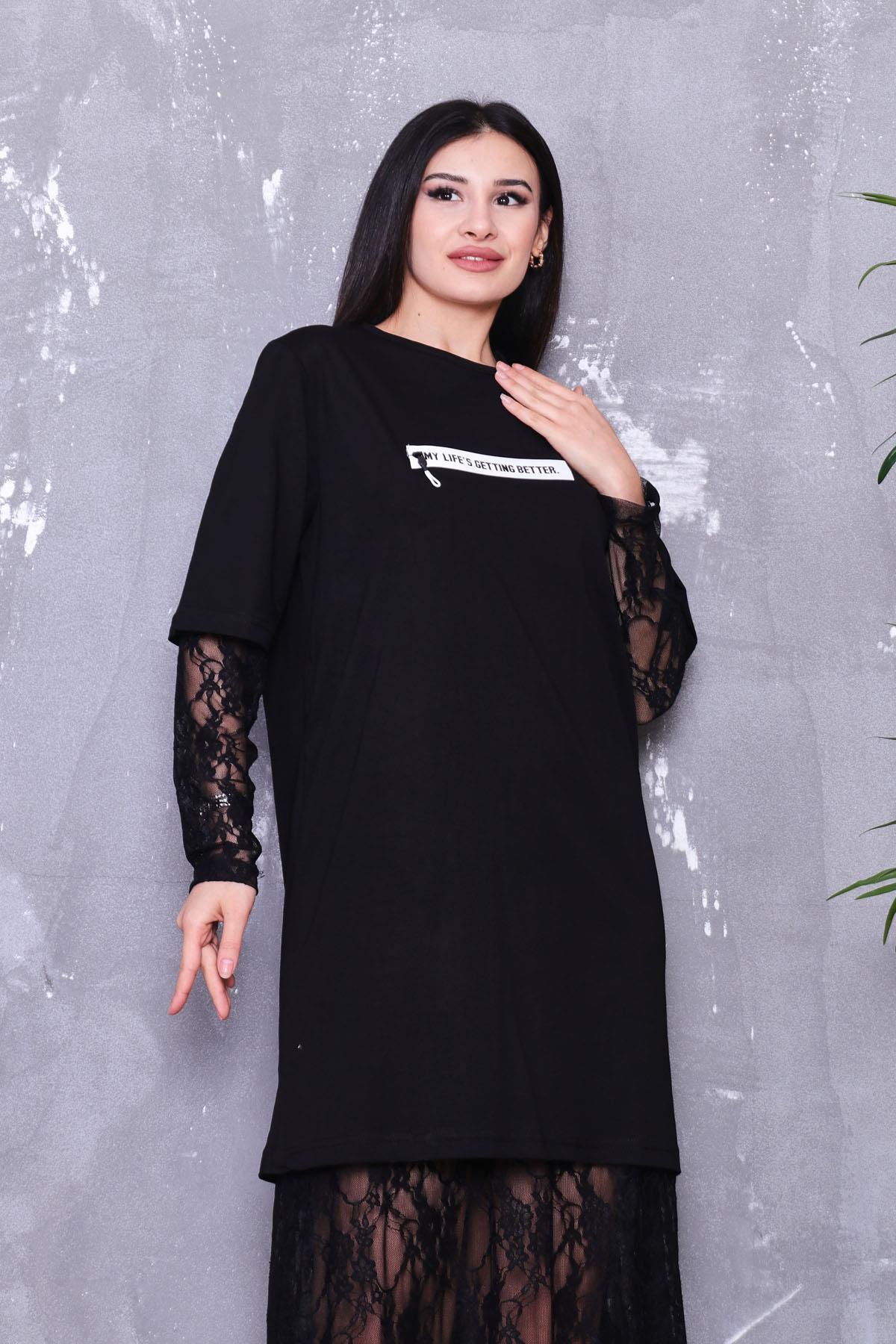 Dantel Tshirt İki Parça Elbise