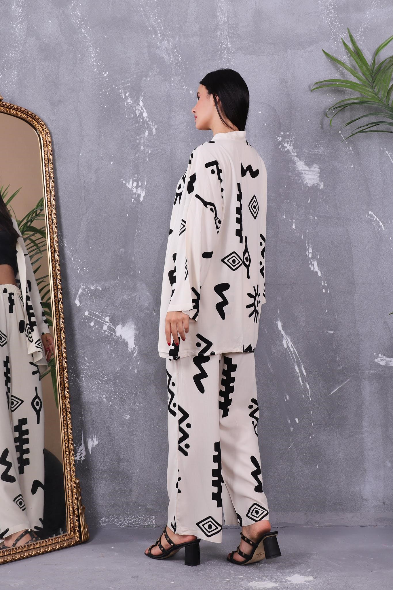 Desenli Kimono Takım