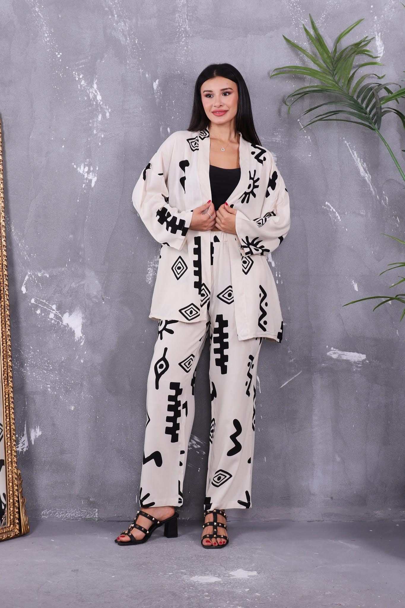 Desenli Kimono Takım