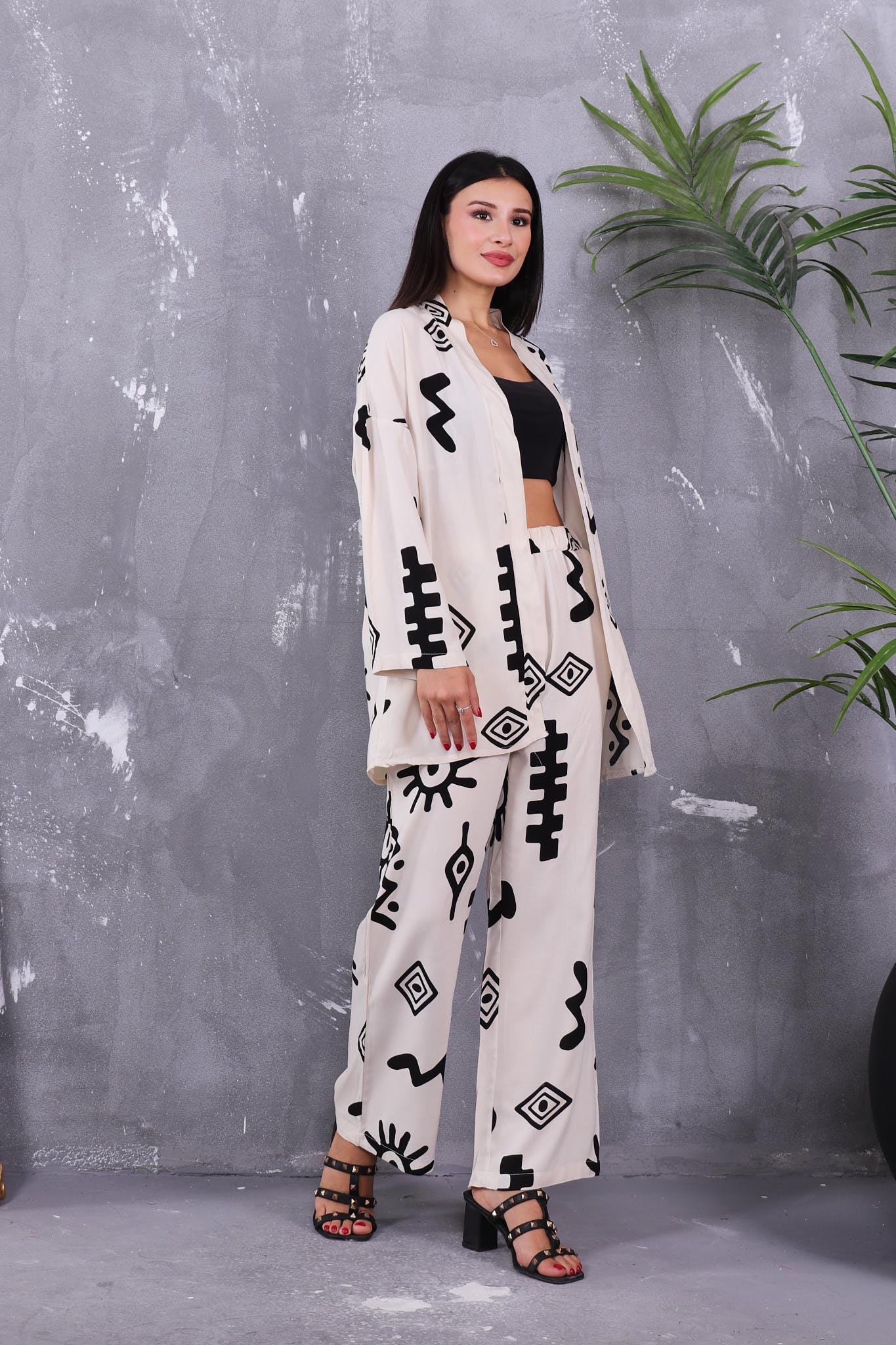Desenli Kimono Takım