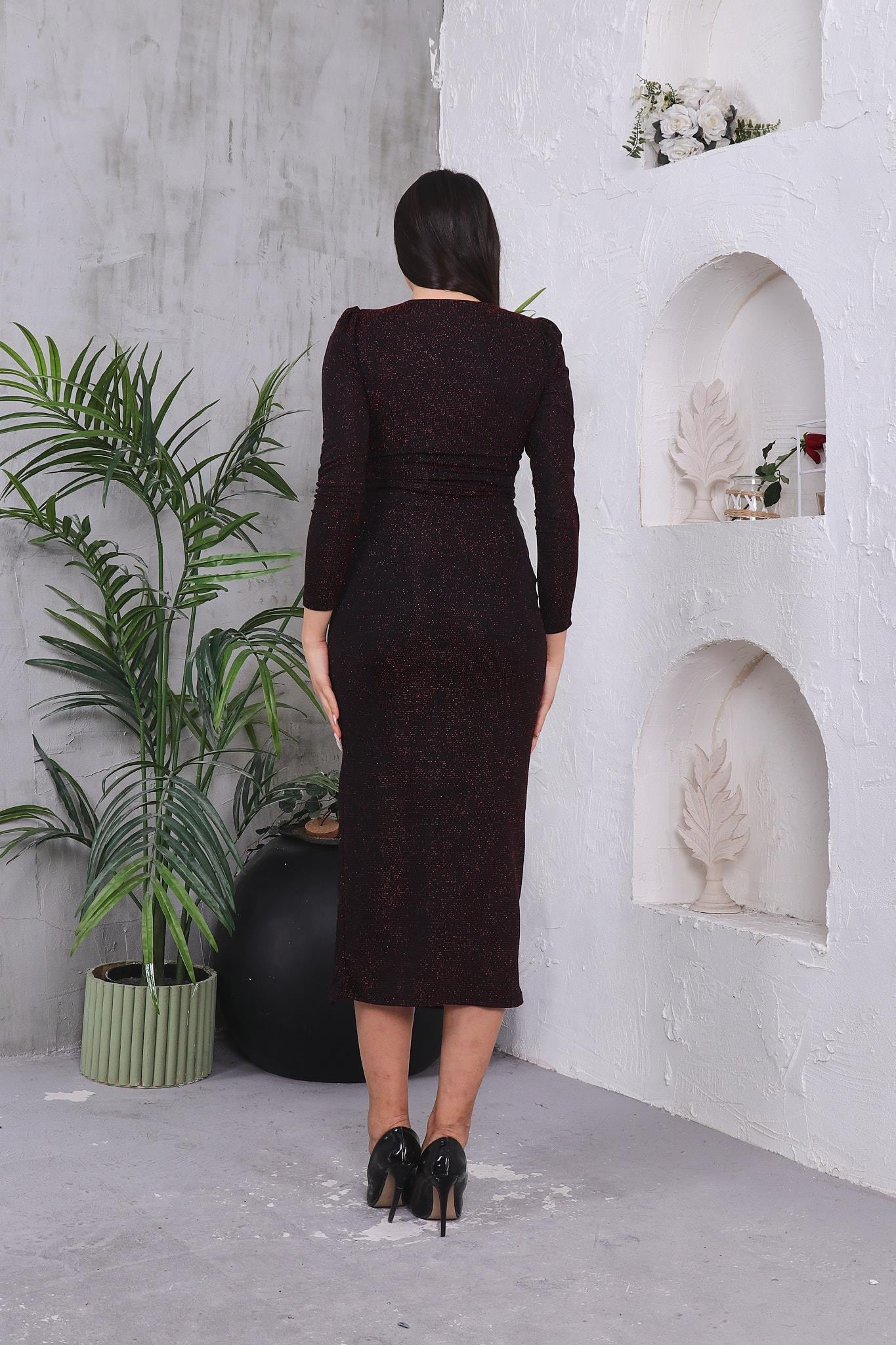 Drapeli Simli Elbise