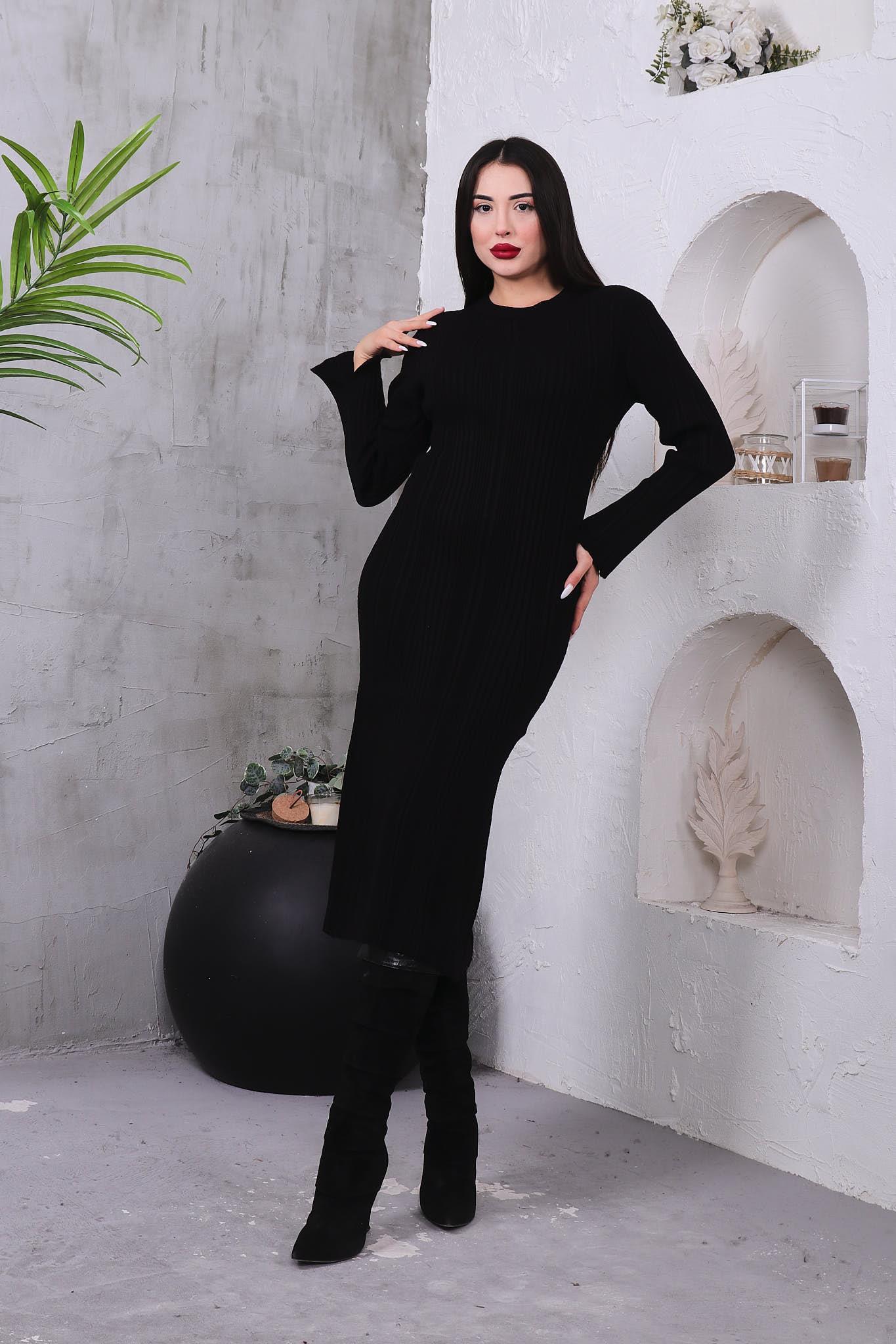 Fitilli Triko Basıc Elbise