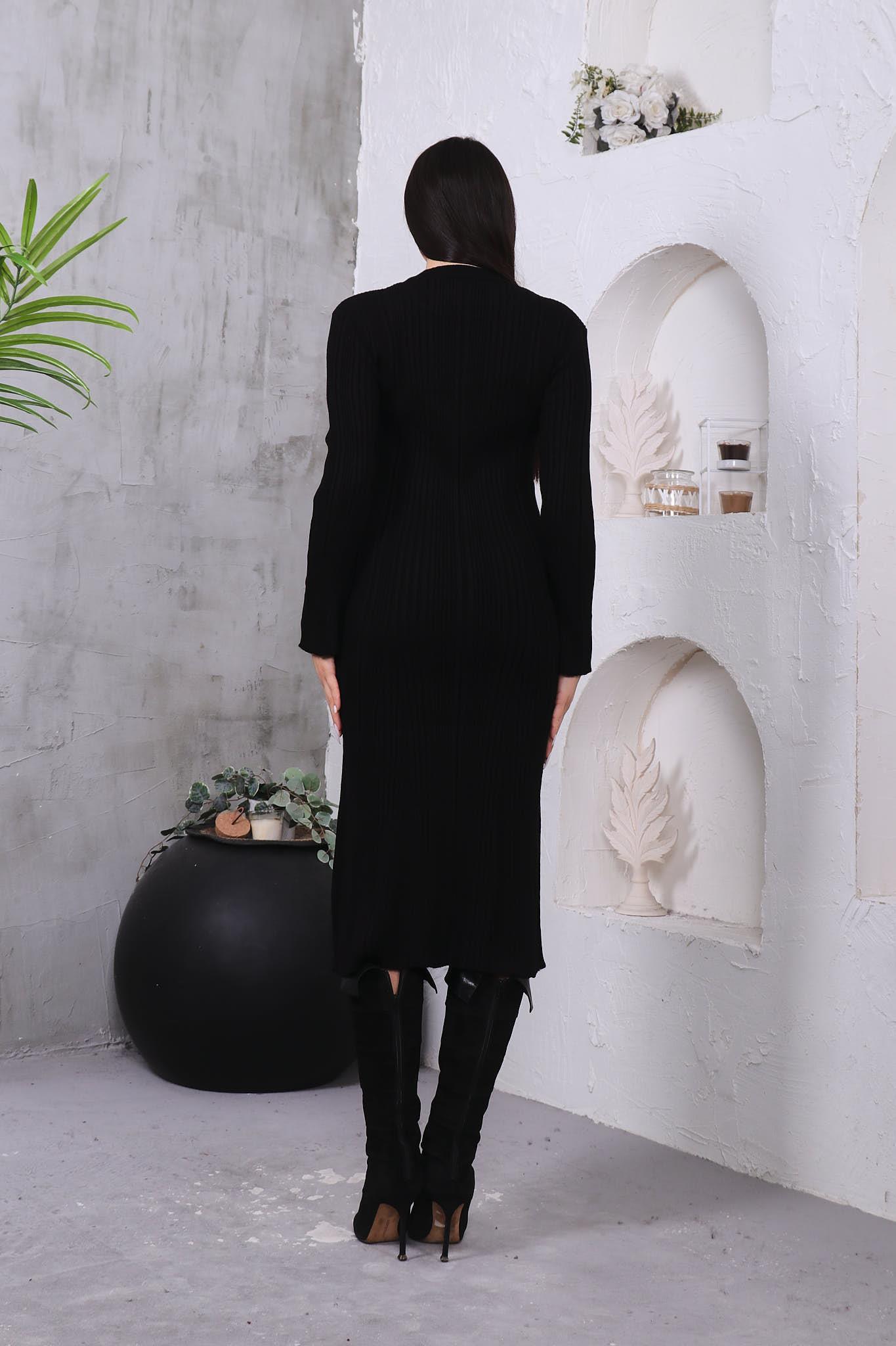 Fitilli Triko Basıc Elbise