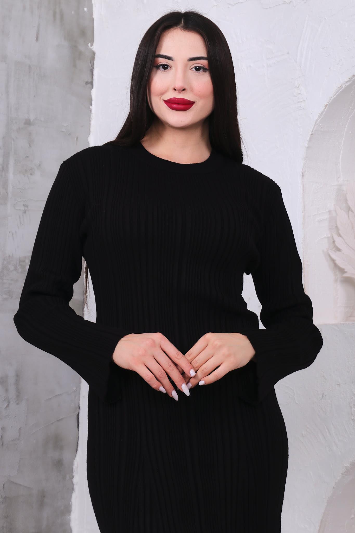 Fitilli Triko Basıc Elbise