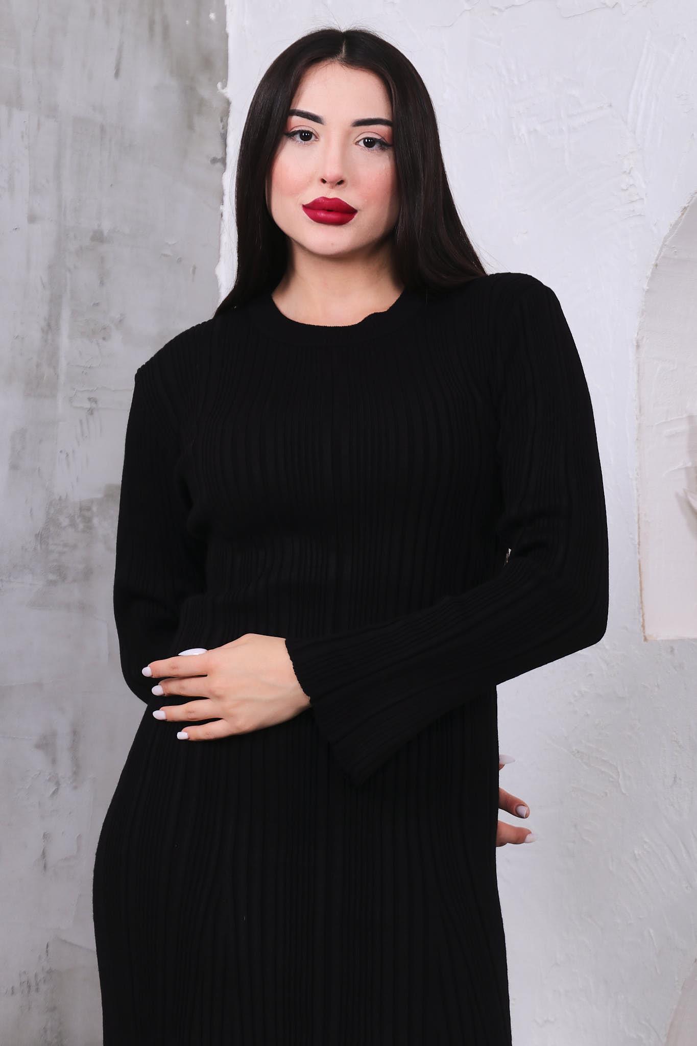 Fitilli Triko Basıc Elbise