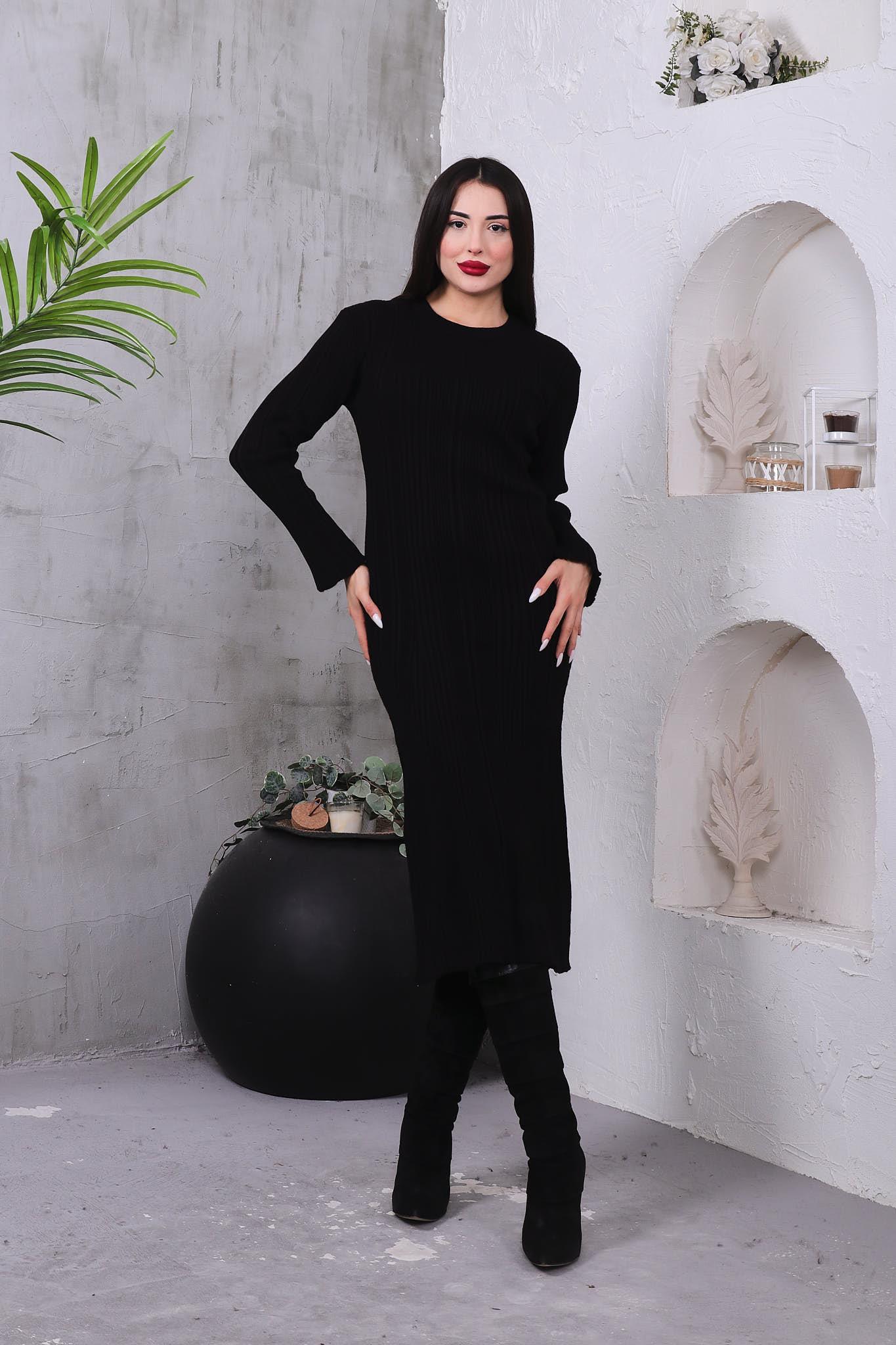 Fitilli Triko Basıc Elbise