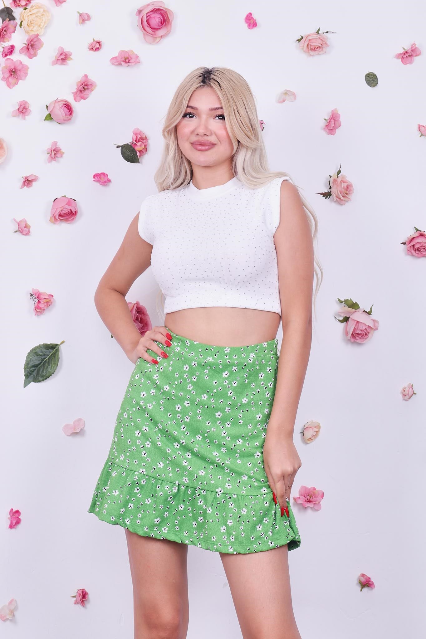 İçi Şortlu Çıtır Çiçek Mini Etek
