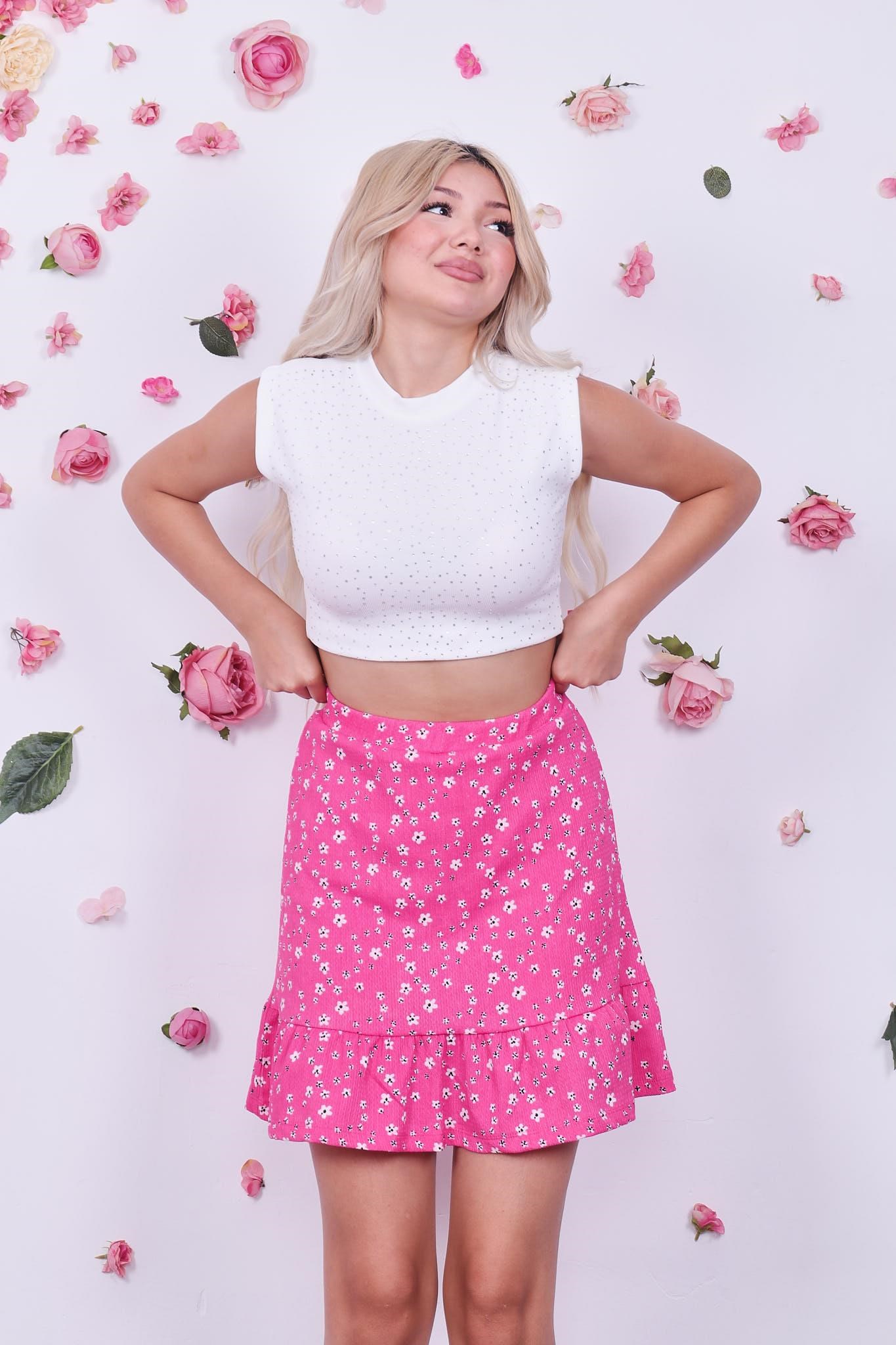 İçi Şortlu Çıtır Çiçek Mini Etek