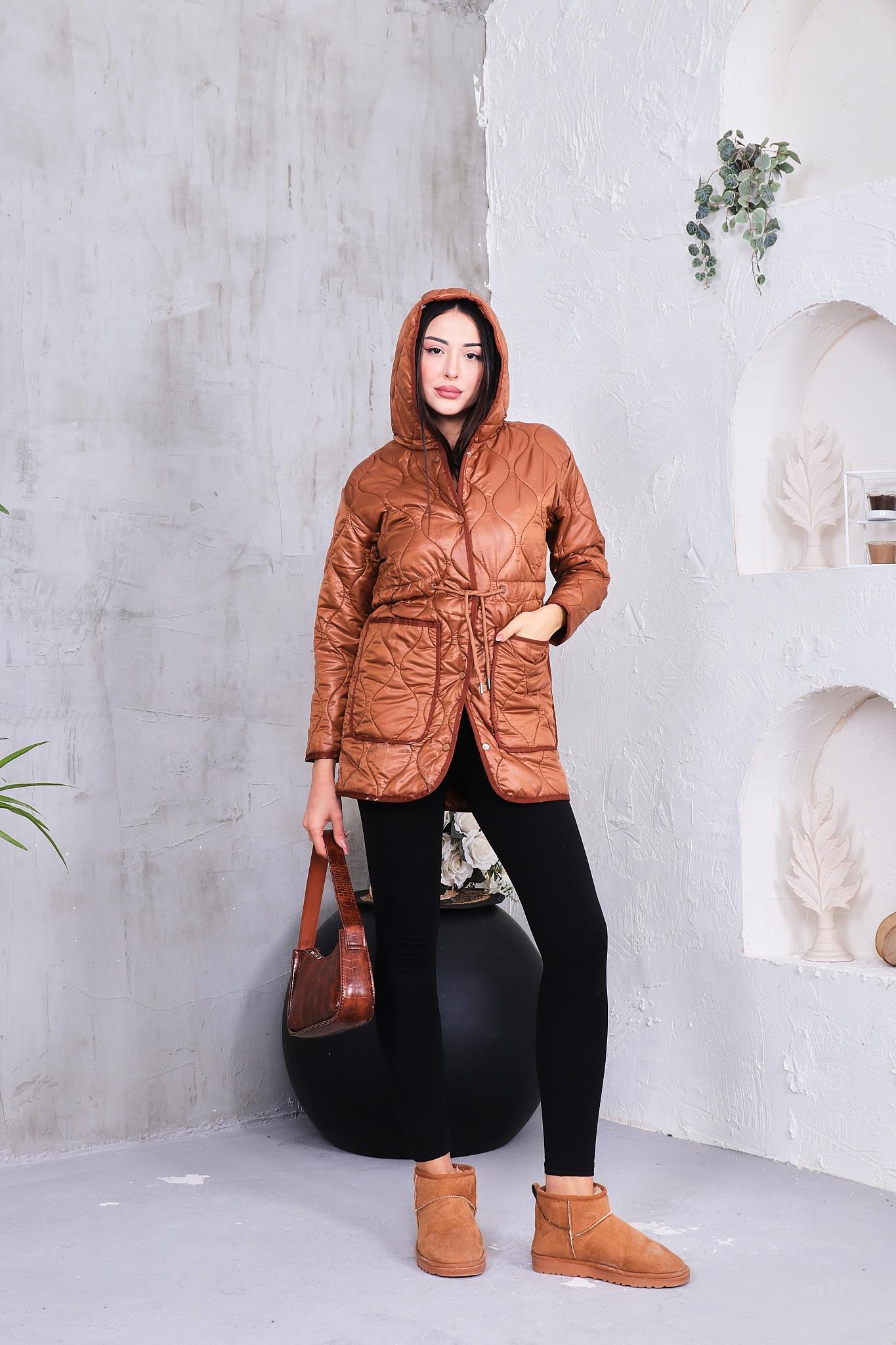 Kapitone Cepli Kısa Mont