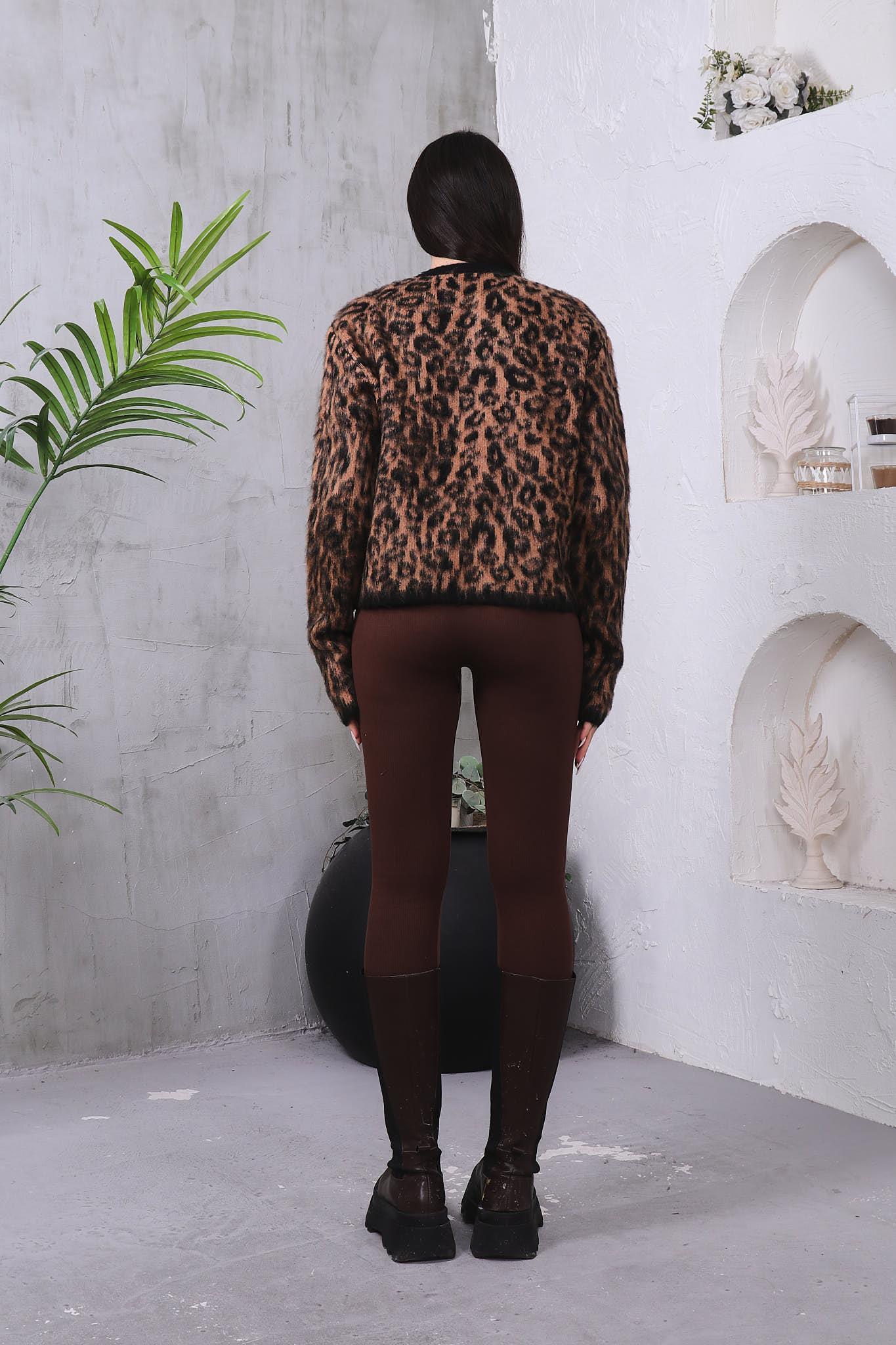 Leopar Desen Hırka