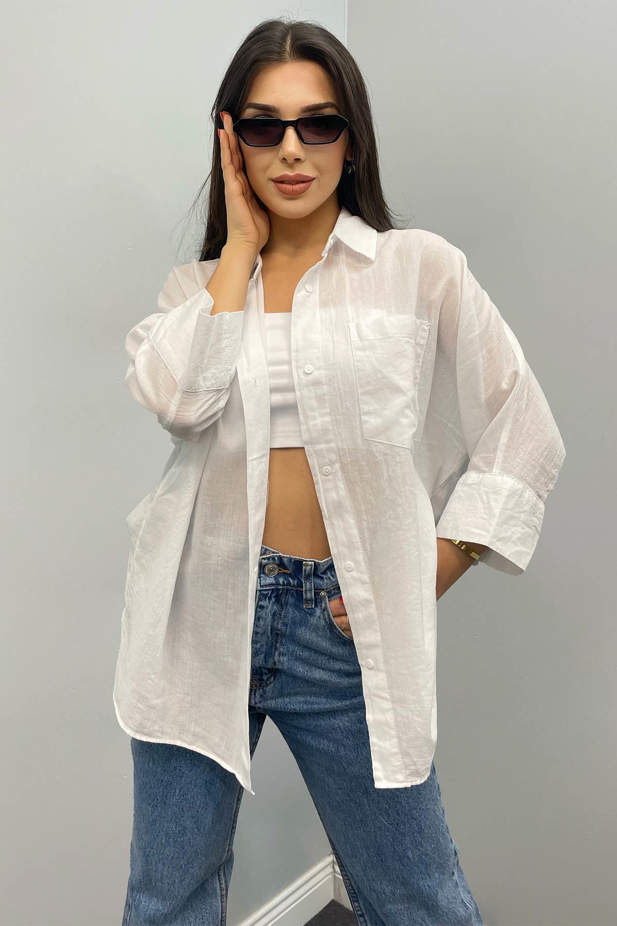 Pamuklu Oversize Gömlek