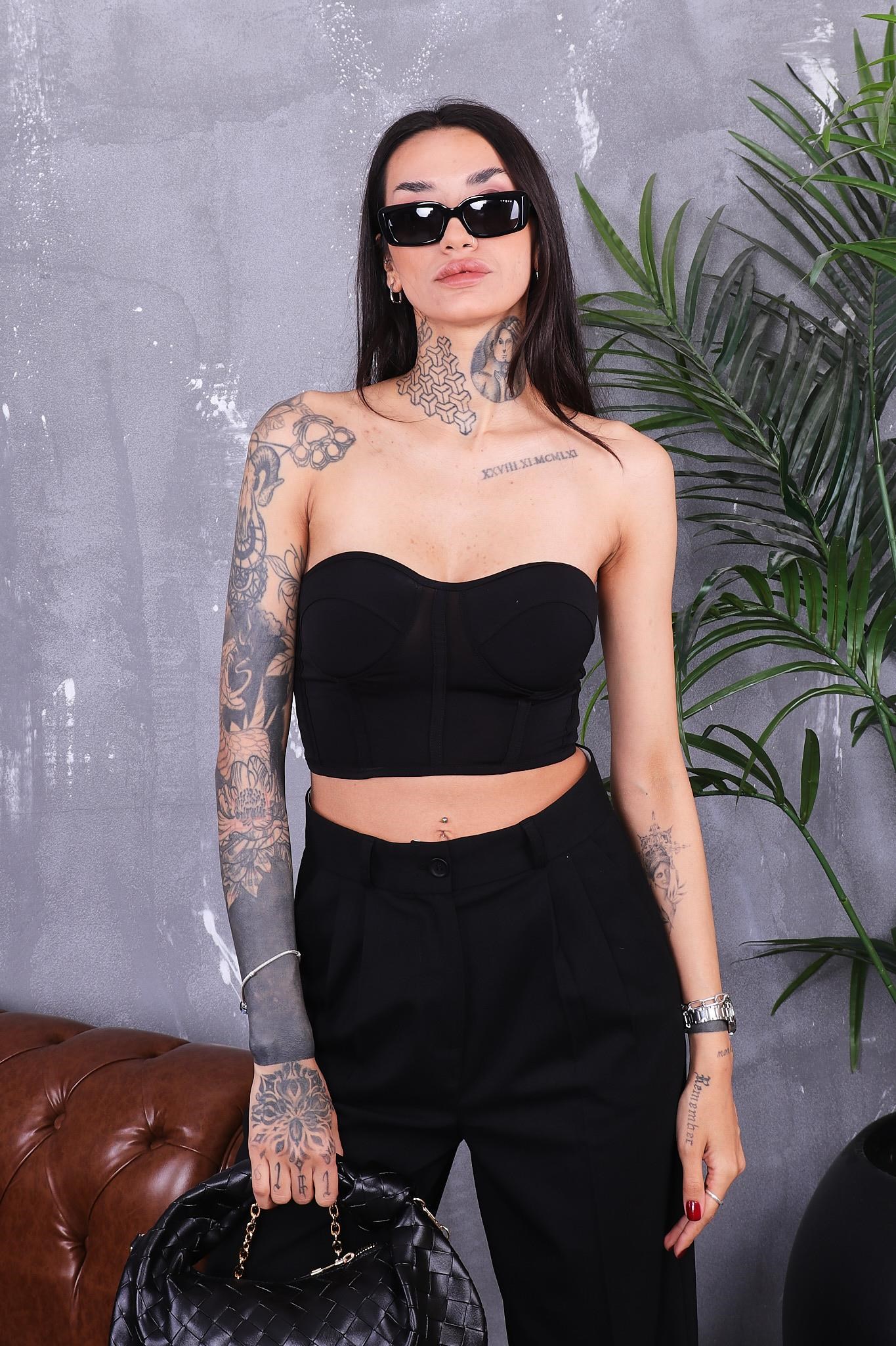 Straplez Crop Bluz