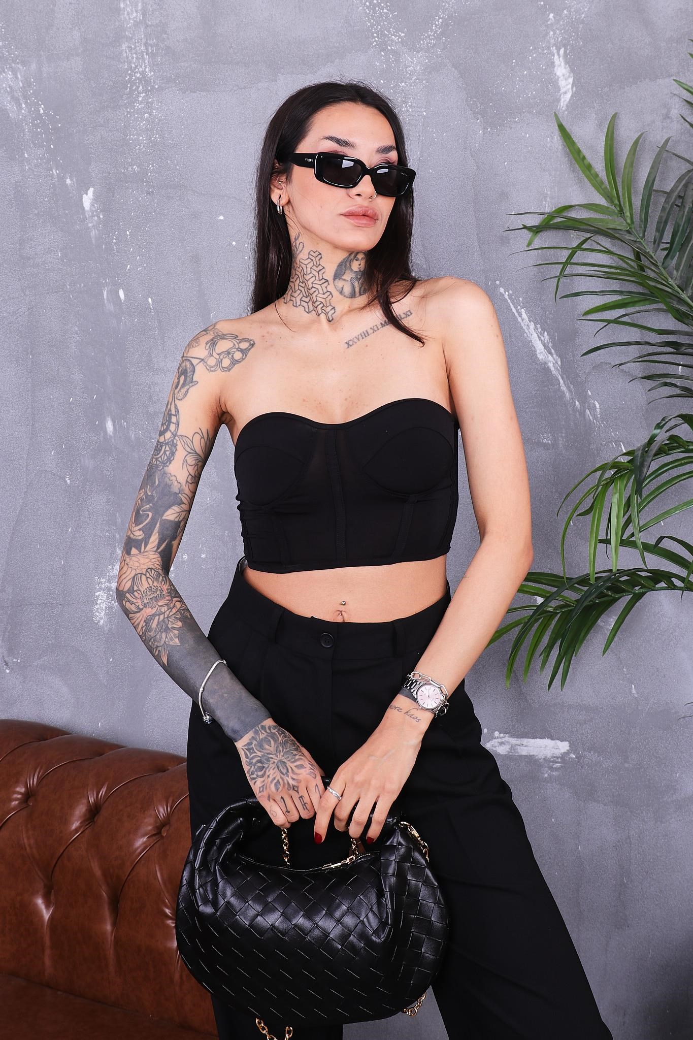 Straplez Crop Bluz