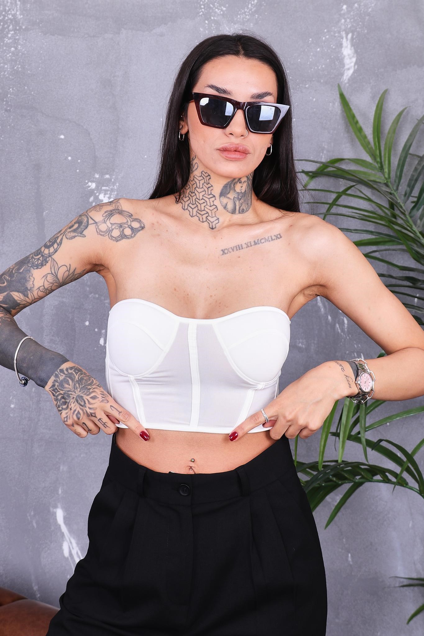 Straplez Crop Bluz