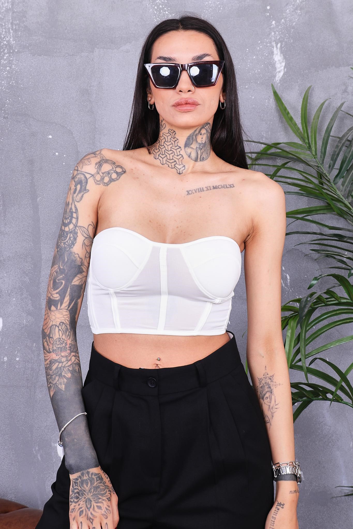 Straplez Crop Bluz