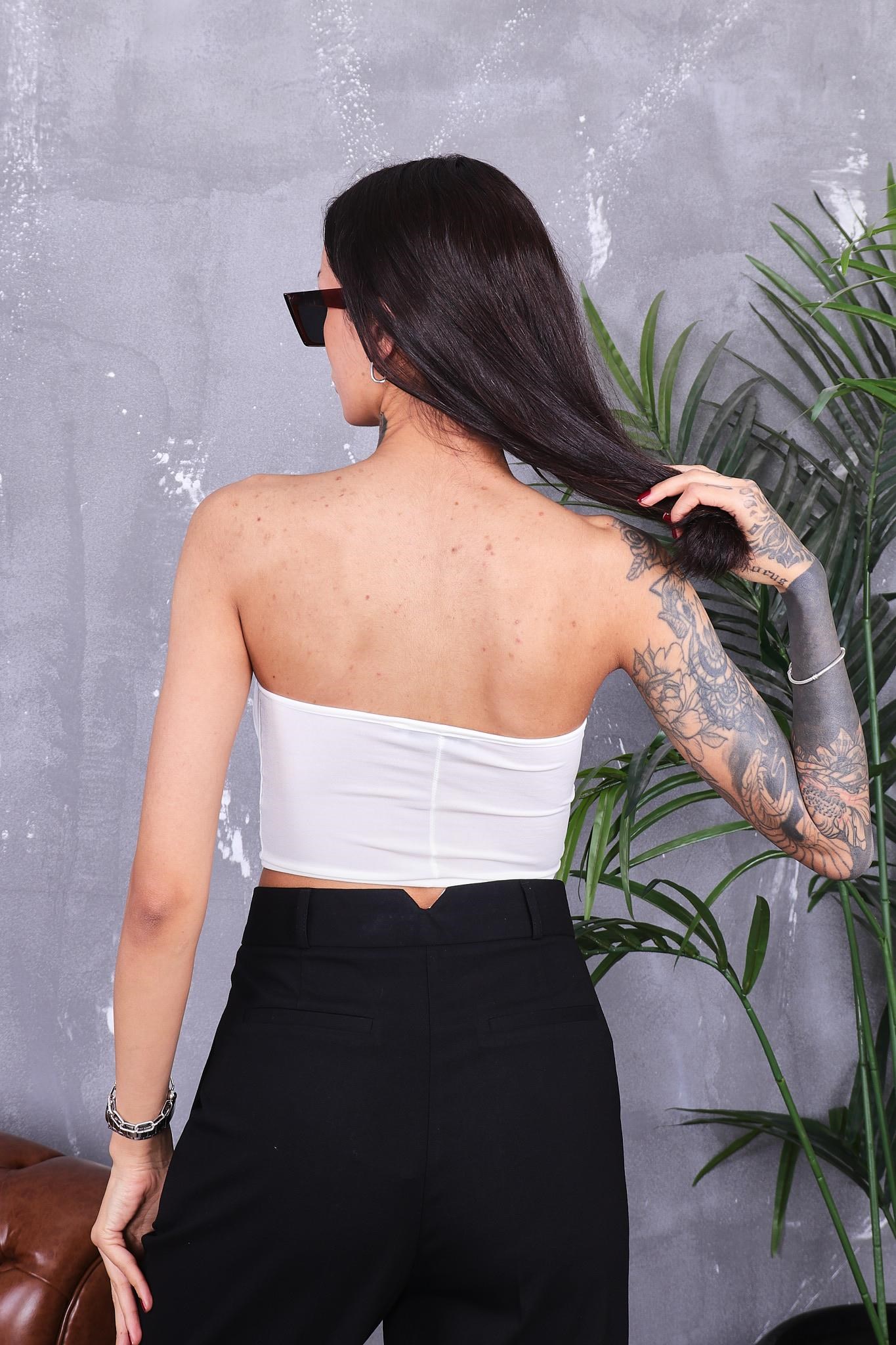 Straplez Crop Bluz